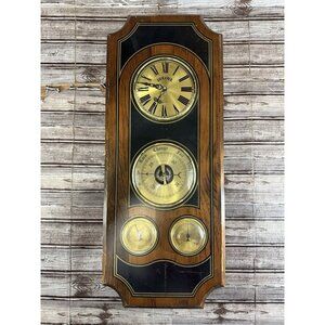 Bulova Weather Station Clock Barometer Thermometer 11x28” VTG  parts only
